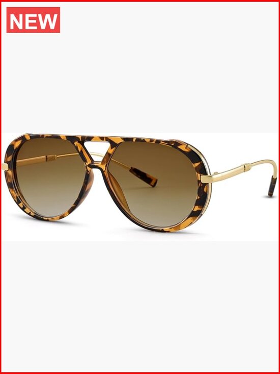 Oversized Retro Aviator Sunglasses Metal Frame UV Protection main image 6
